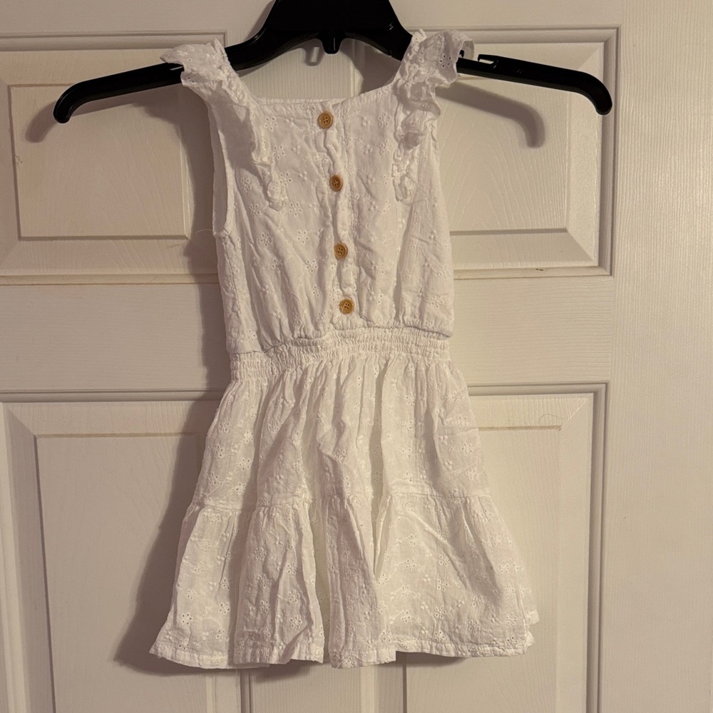 Rachel Zoe White Eyelet Girls Romper with Button Front